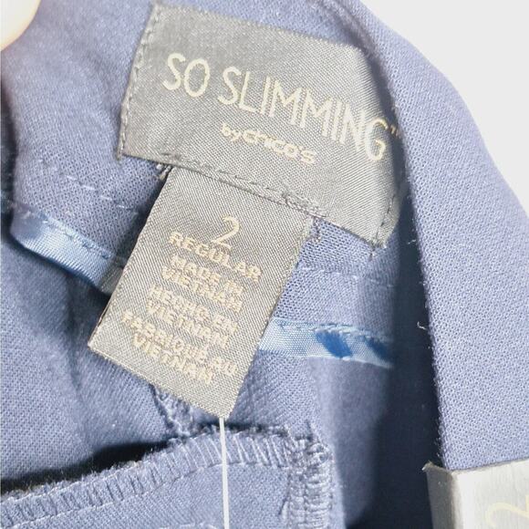 NEW Chico's SO Slimming Manhattan Trouser Pant Deep Navy 2 US 12 Large Straight - Picture 4 of 9